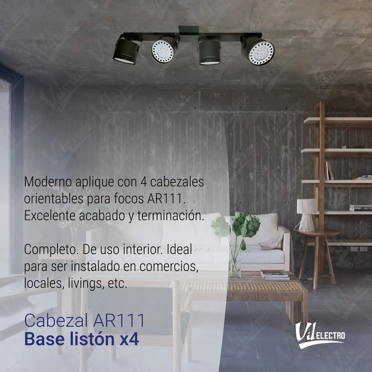 Aplique 4 Luces Ar111 Tacho Barral Riel Spot Movil Techo
