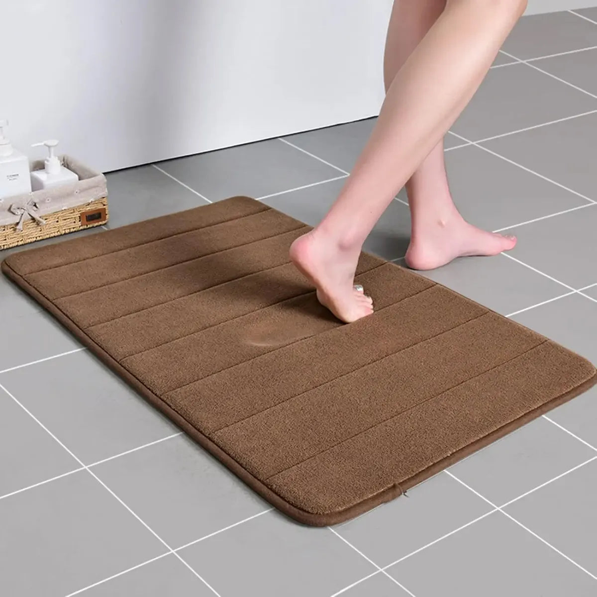 Alfombra Baño Antideslizante Lineas 60x40 Lavable Trendy