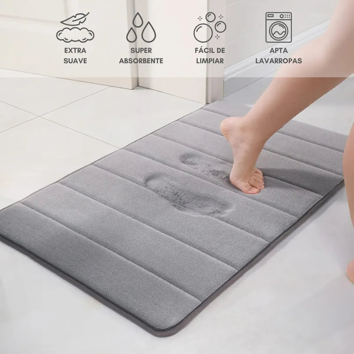 Alfombra Baño Antideslizante Lineas 60x40 Lavable Trendy