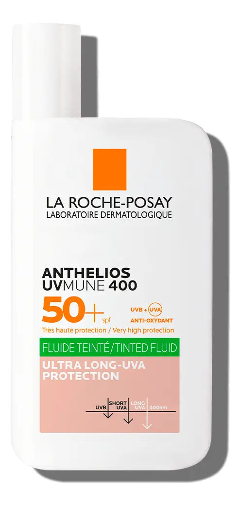 La Roche-Posay Anthelios UVMune 400 Oil Control Fluido FPS50+ Con Color, Protector Solar, 12 Horas de Protección con Efecto Matificante, Control de Exceso de Grasa en la Piel, Acabado Seco, 50 ml