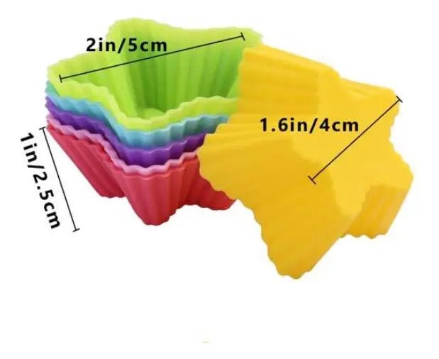 Molde Cupcakes Silicona Estrella Pack 12 Colores Variados