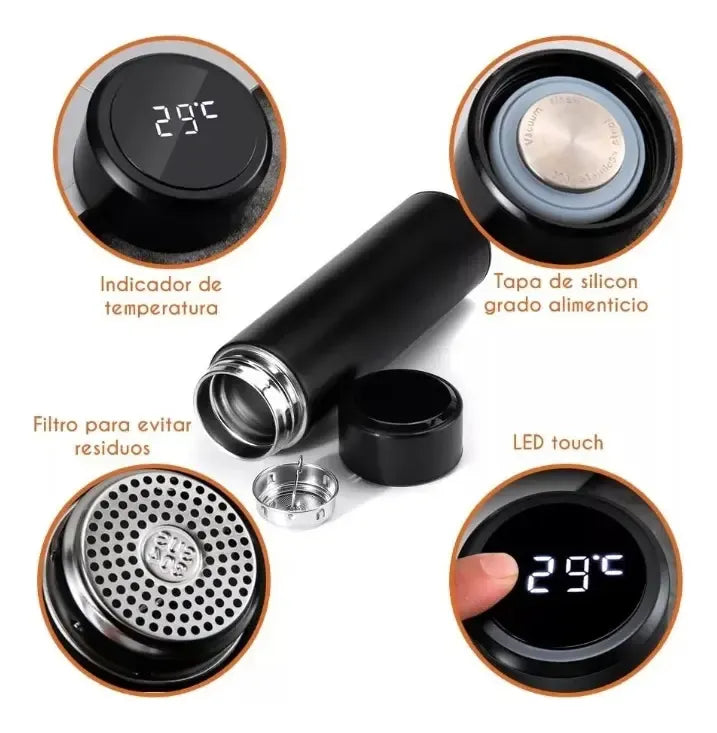 Vaso Termo Inteligente Sensor Digital Temperatura 500ml