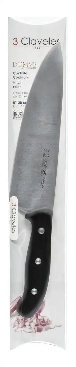 Cuchillo 3 Claveles Cocinero 20 Cm Domus Acero Inoxidable Color Negro