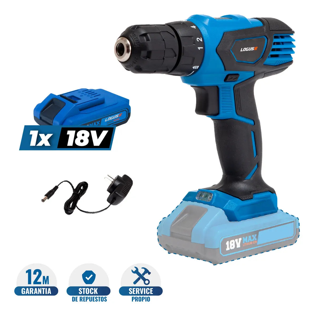 Taladro Atornillador Inalambrico Logus Til-18v-be 18v- Color Azul marino