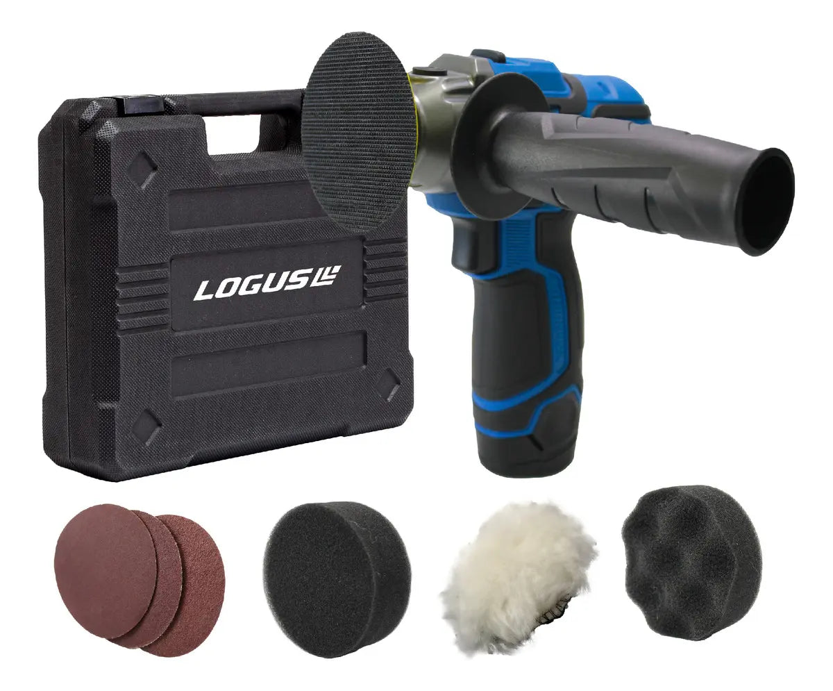 Pulidora Lijadora Inalámbrica Logus 8300rpm C/Batería Cargador 6 Accesorios y Maletín