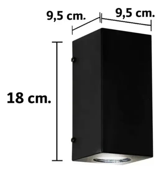 Aplique Pared Bidireccional Intemperie Gu10 + 2 Dicroica 7w
