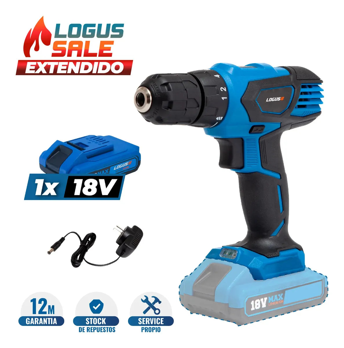 Taladro Atornillador Inalambrico Logus Til-18v-be 18v- Color Azul marino