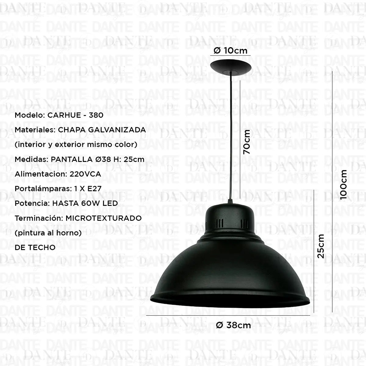 Lampara Colgante Campana Galponera Vintage Industrial Ø40 Cm