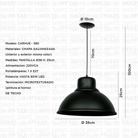 Lampara Colgante Campana Galponera Vintage Industrial Ø40 Cm
