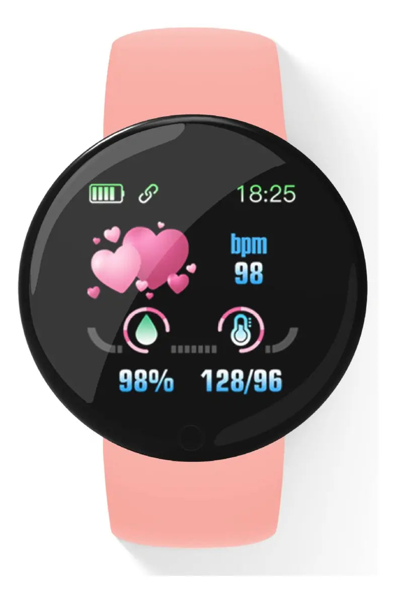 Smartwatch Reloj Inteligente D18 Caja Rosa