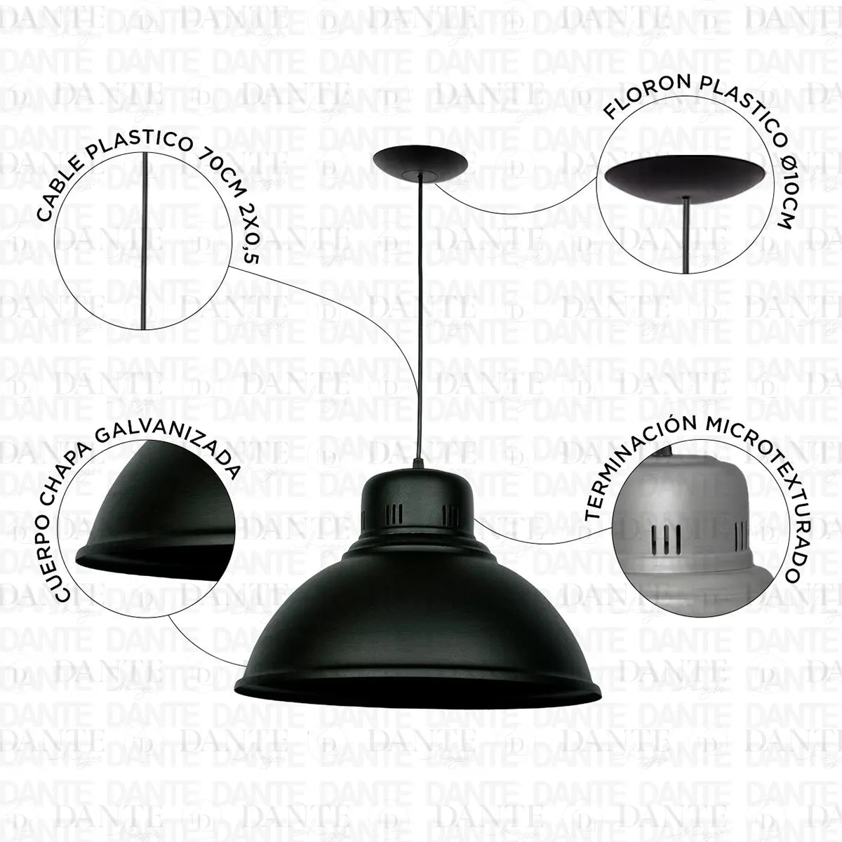 Lampara Colgante Campana Galponera Vintage Industrial Ø40 Cm