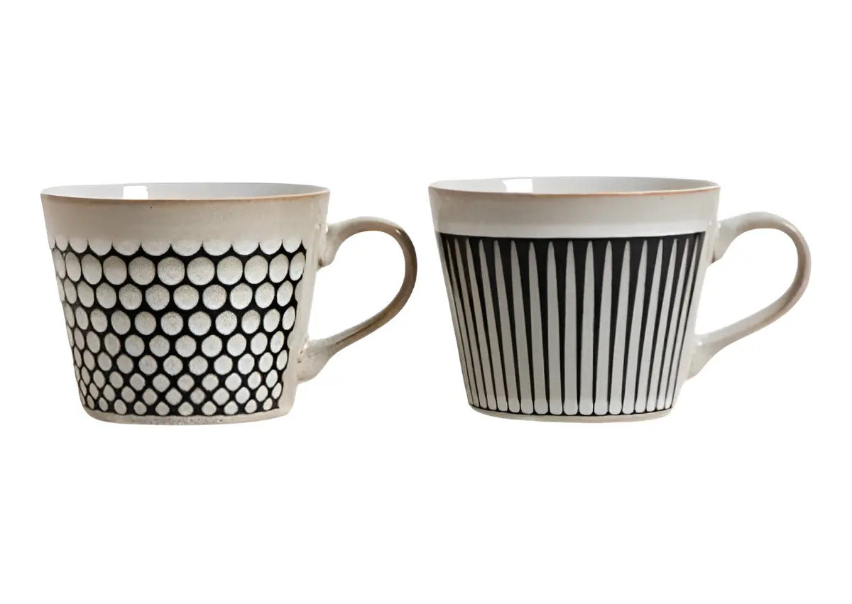 Mug Bihar Conico Crema & Negro Raya 384 Ml 0510258