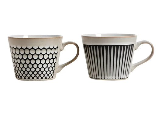 Mug Bihar Conico Crema & Negro Circulo 384 Ml 0510258