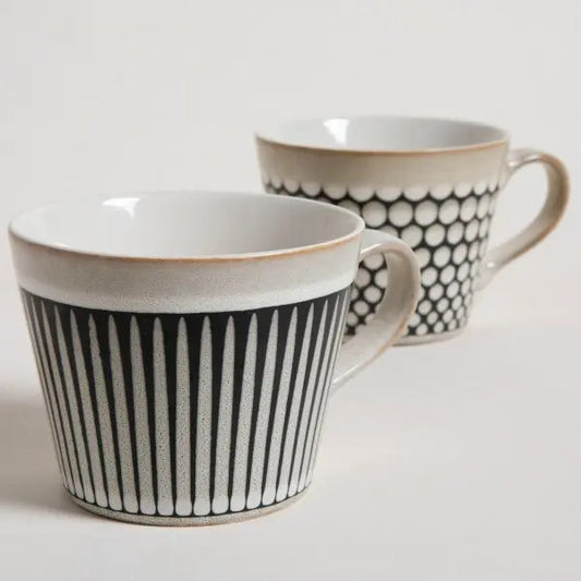 Mug Bihar Conico Crema & Negro Raya 384 Ml 0510258