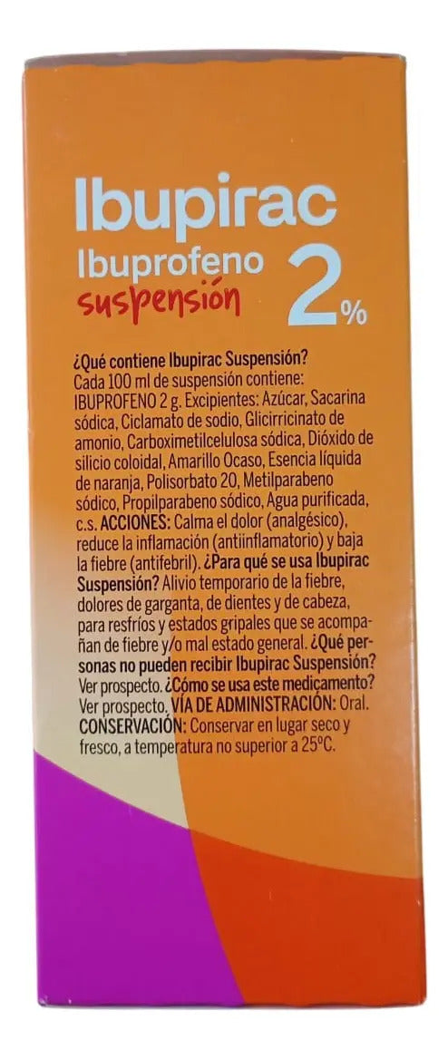 Ibuprofeno Con Jeringa Ibupirac Suspesion Naranja 2% 110Ml
