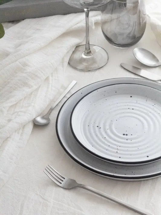 Plato De Postre Granito Con Borde Gris 21 Cm