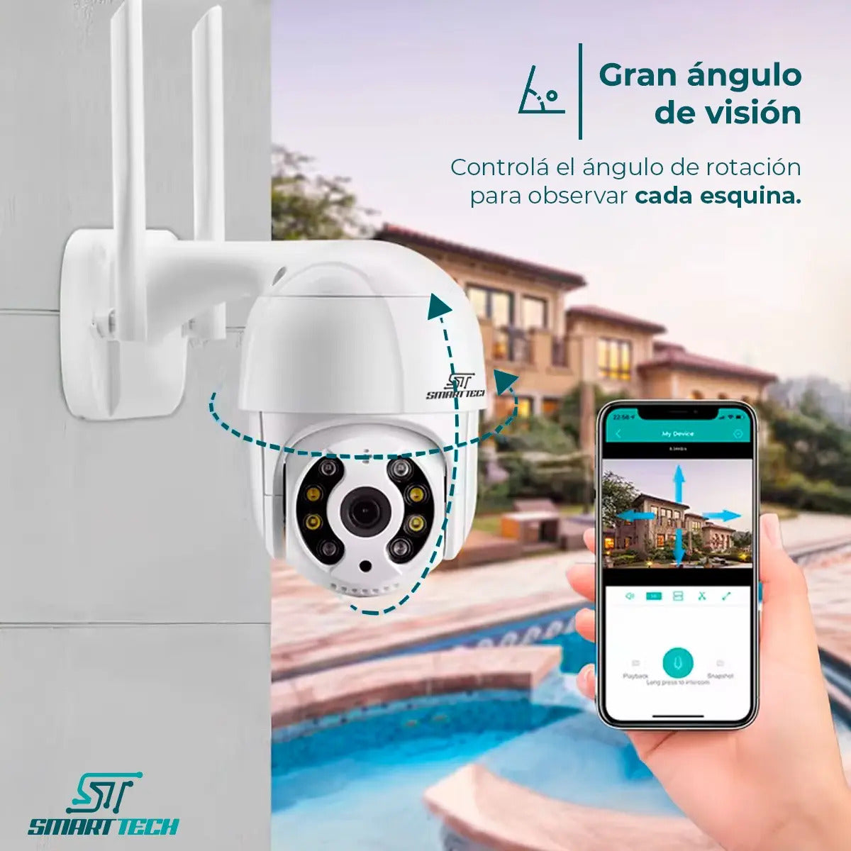 Camara Domo Exterior Seguridad Ip 4mp Autotracking Vigilancia Full Hd Smart Tech N8-400W-IR