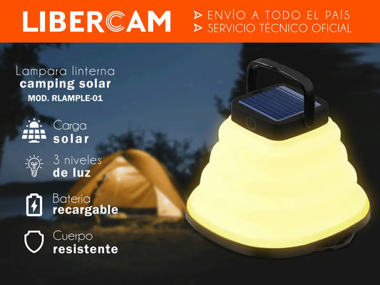 Lampara Linterna Solar Camping Plegable Libercam Rlample-01 Carga Solar Negro
