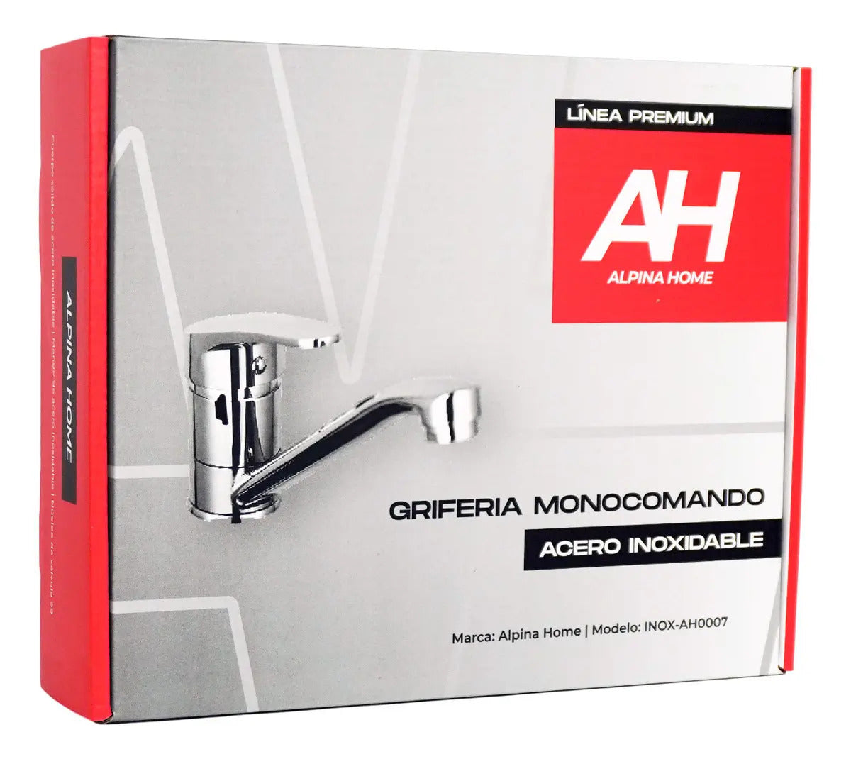Griferia Mesada Monocomando Ah Home Canilla Cocina Baño Ah07 Acabado Brillante Color Plateado