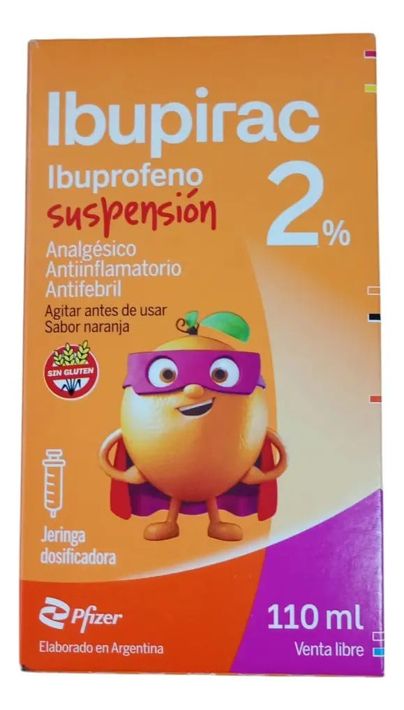 Ibuprofeno Con Jeringa Ibupirac Suspesion Naranja 2% 110Ml
