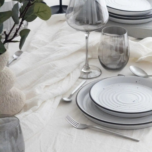 Plato De Postre Granito Con Borde Gris 21 Cm