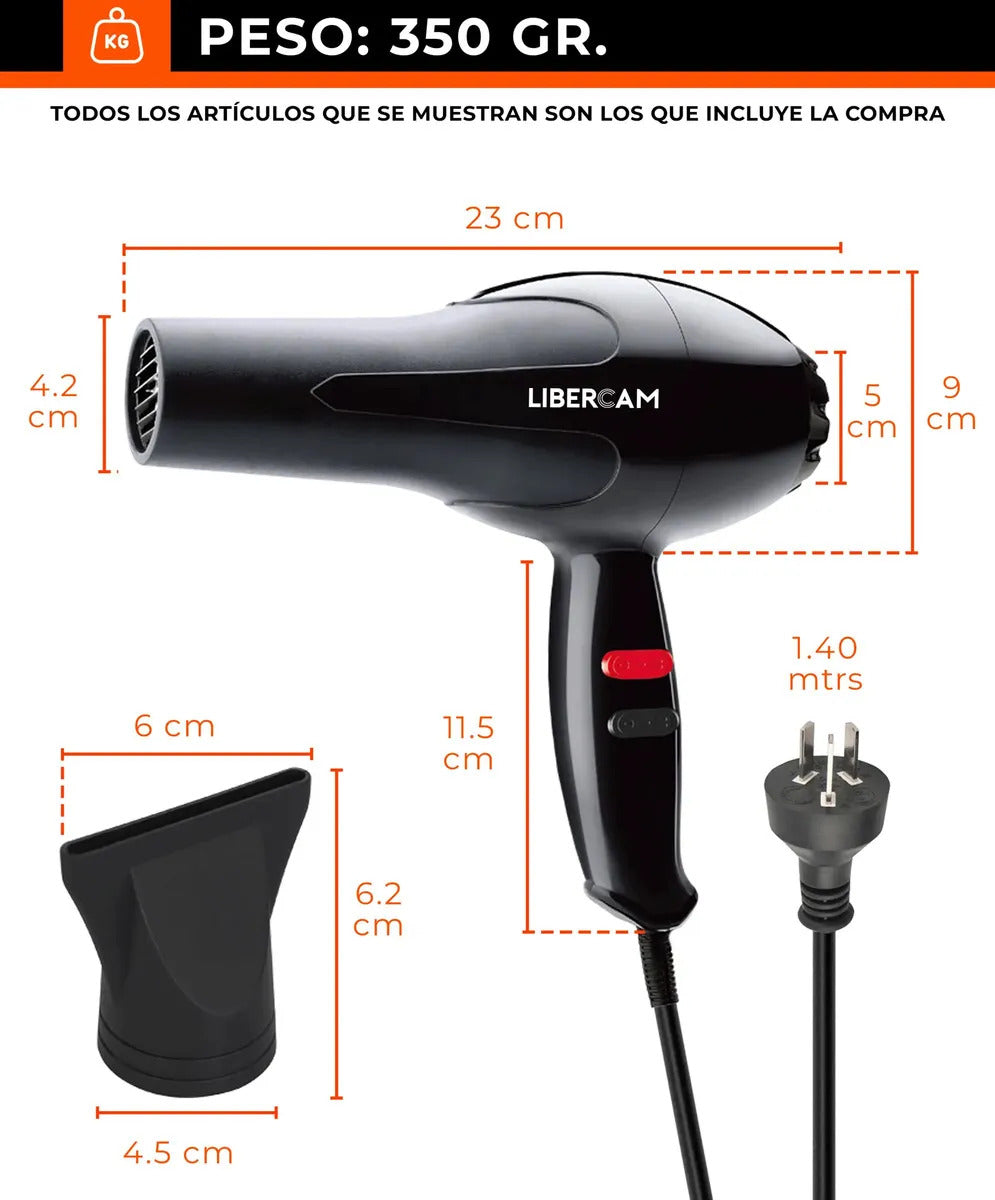 Secador De Pelo Libercam RSEC-02 1800W Negro