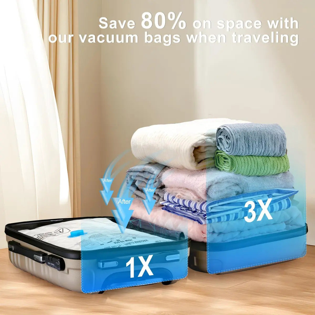 Pack X16 Bolsas Al Vacio Guardado Ropa