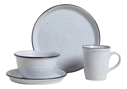 Plato De Postre Granito Con Borde Gris 21 Cm
