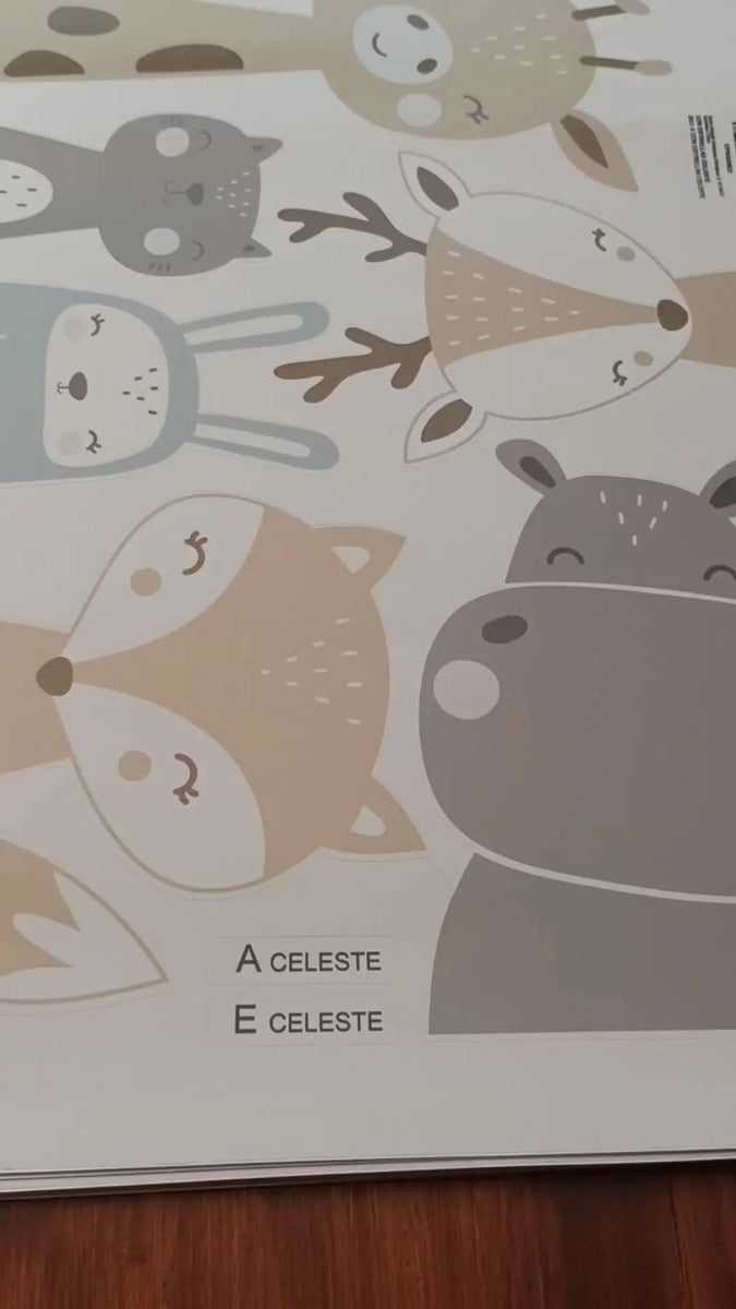 Vinilo Infantil Animales Nórdicos X 10 Uni C Estrellas Chico