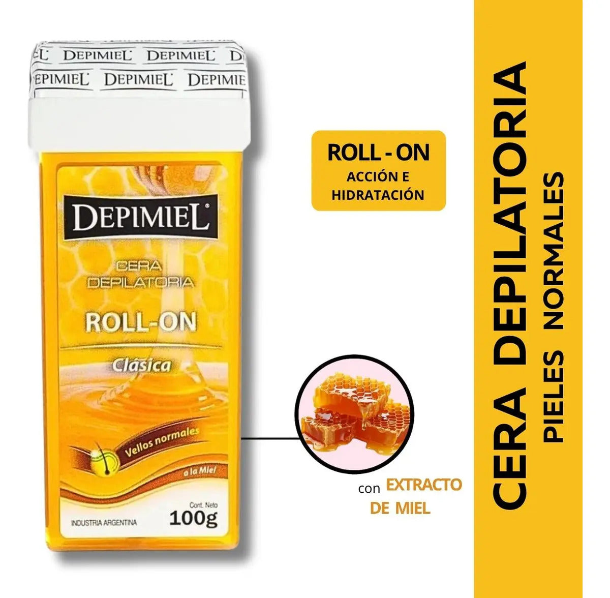 Cera Depilatoria Roll-On Clásica x100 g Depimiel X5 Unidades