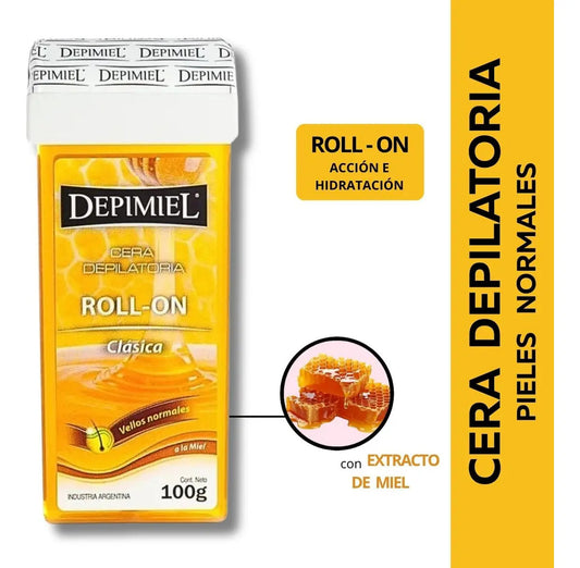 Cera Depilatoria Roll-On Clásica x100 g Depimiel X5 Unidades