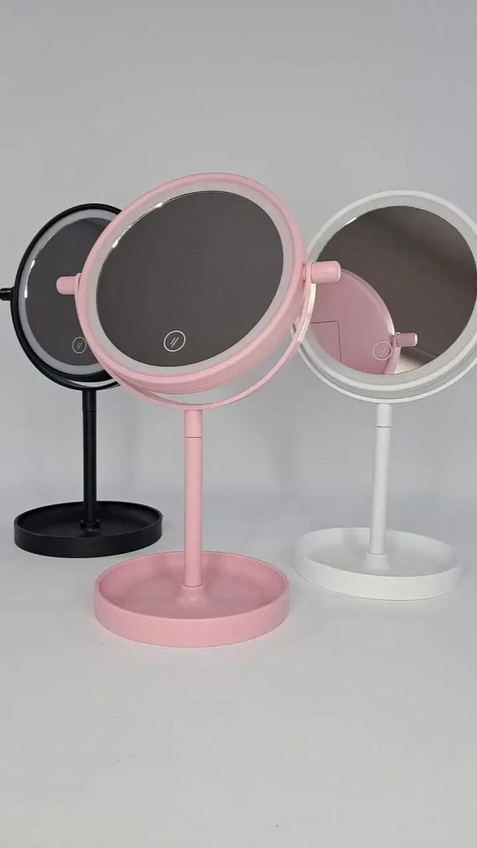 Espejo Maquillaje Aro Luz Led Personal Base Mesa Giratorio