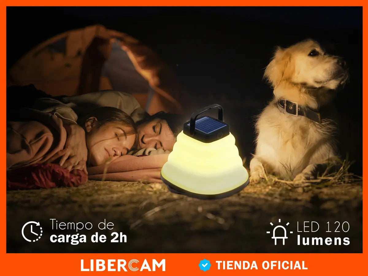 Lampara Linterna Solar Camping Plegable Libercam Rlample-01 Carga Solar Negro