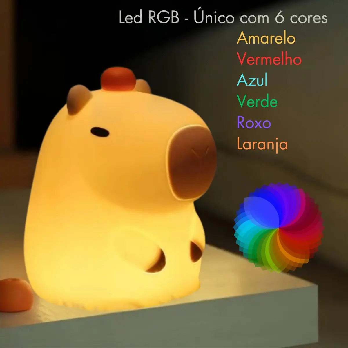 Lámpara Velador RelexTech LED Capibara Carpincho RGB USB Recargable