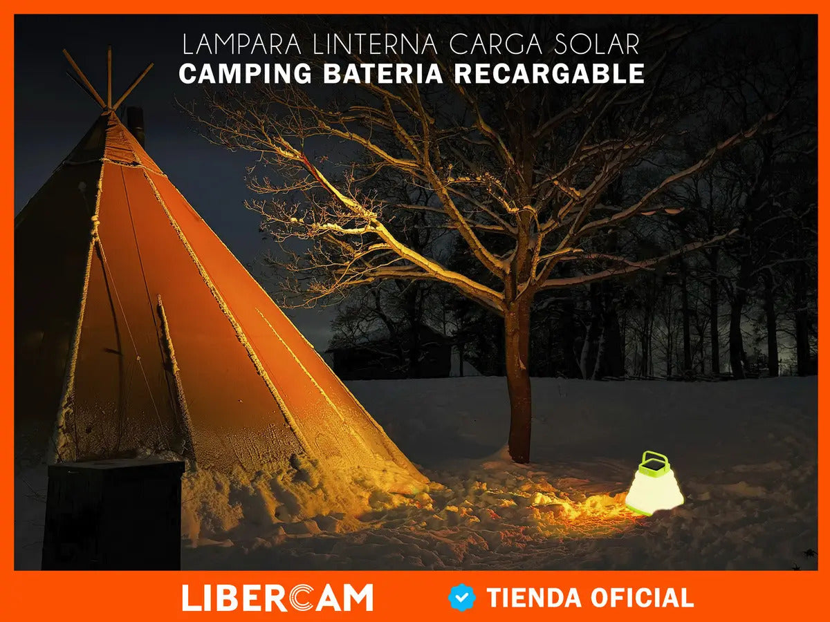 Lampara Linterna Solar Camping Plegable Libercam Rlample-01 Carga Solar Negro