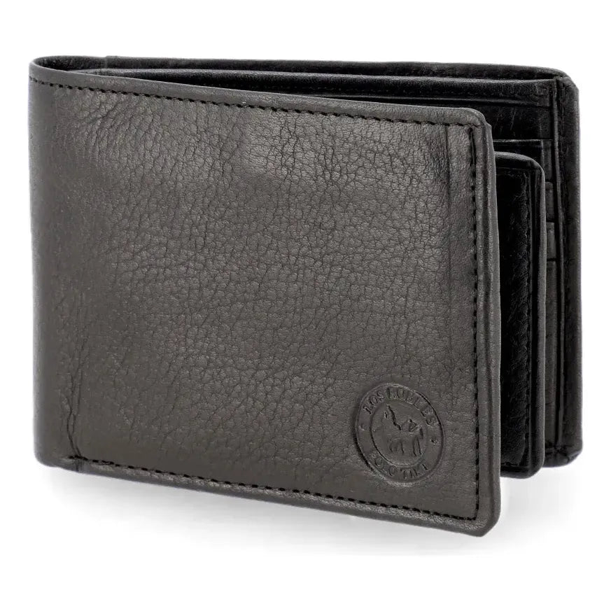 Billetera Los Robles Polo Time 0078 color negro de cuero - 9cm x 11.5cm x 1.5cm