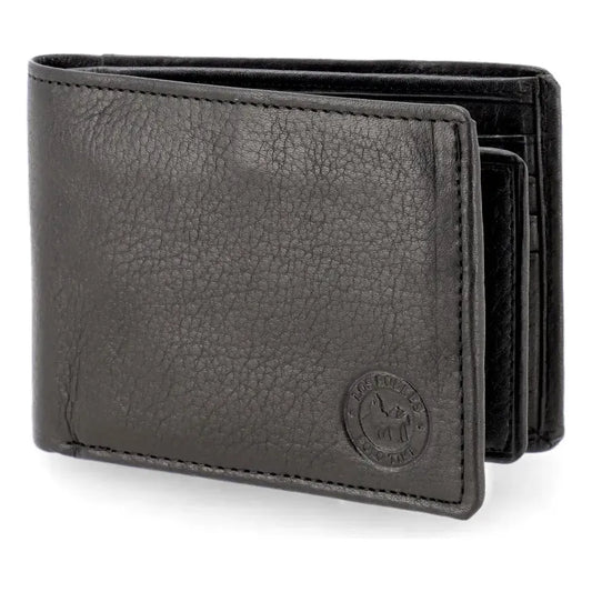 Billetera Los Robles Polo Time 0078 color negro de cuero - 9cm x 11.5cm x 1.5cm