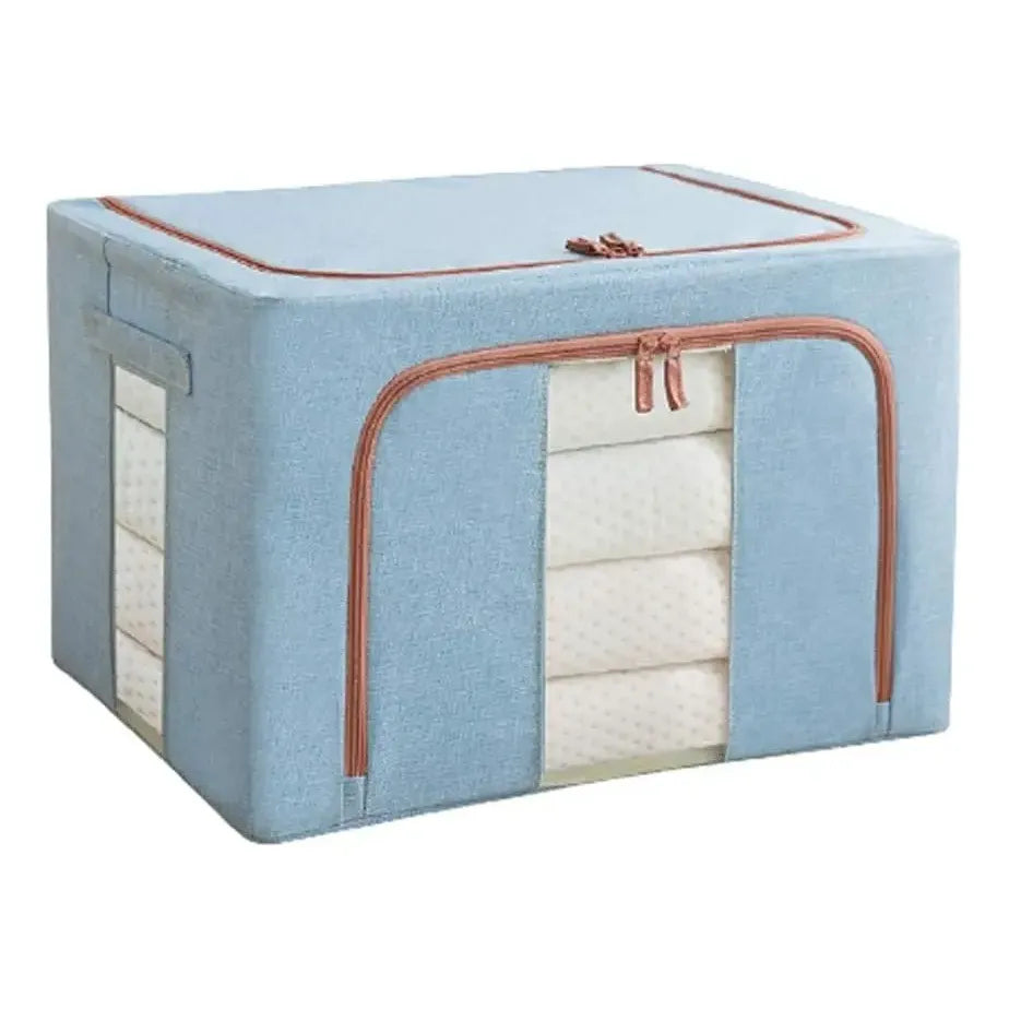 Canasto Organizador Tela 66lt Ropa Cama Con Visor