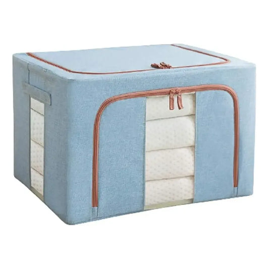 Canasto Organizador Tela 66lt Ropa Cama Con Visor