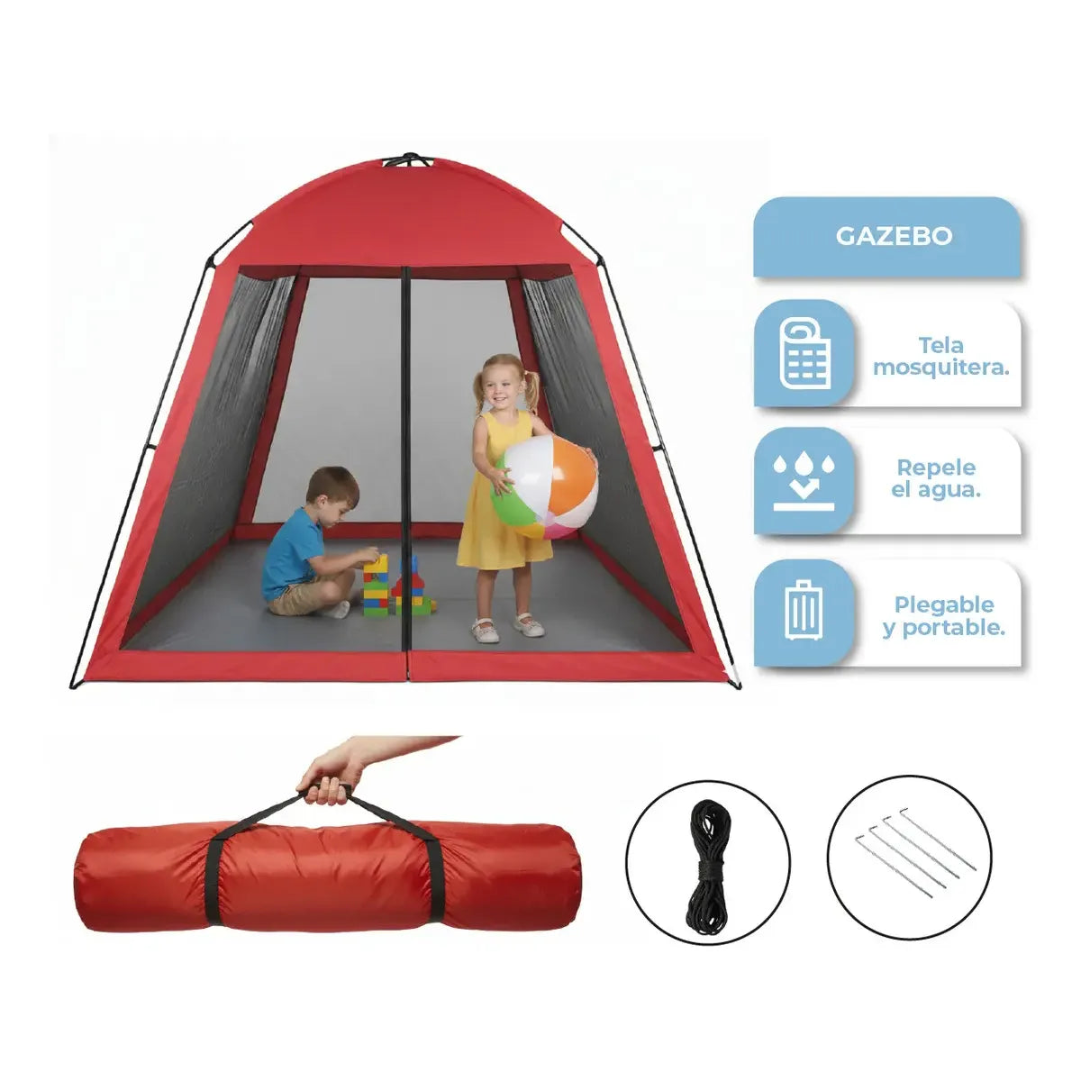 Carpa Gazebo De Facil Armado Dakota 300x300x190cm Color Rojo