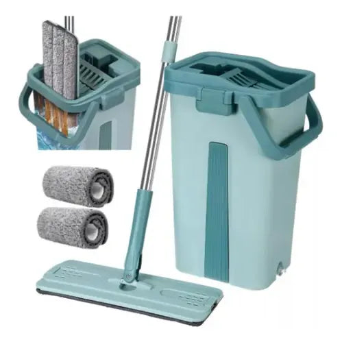 Mopa Plana Vertical Trapeador Balde Escurridor 2 Microfibra