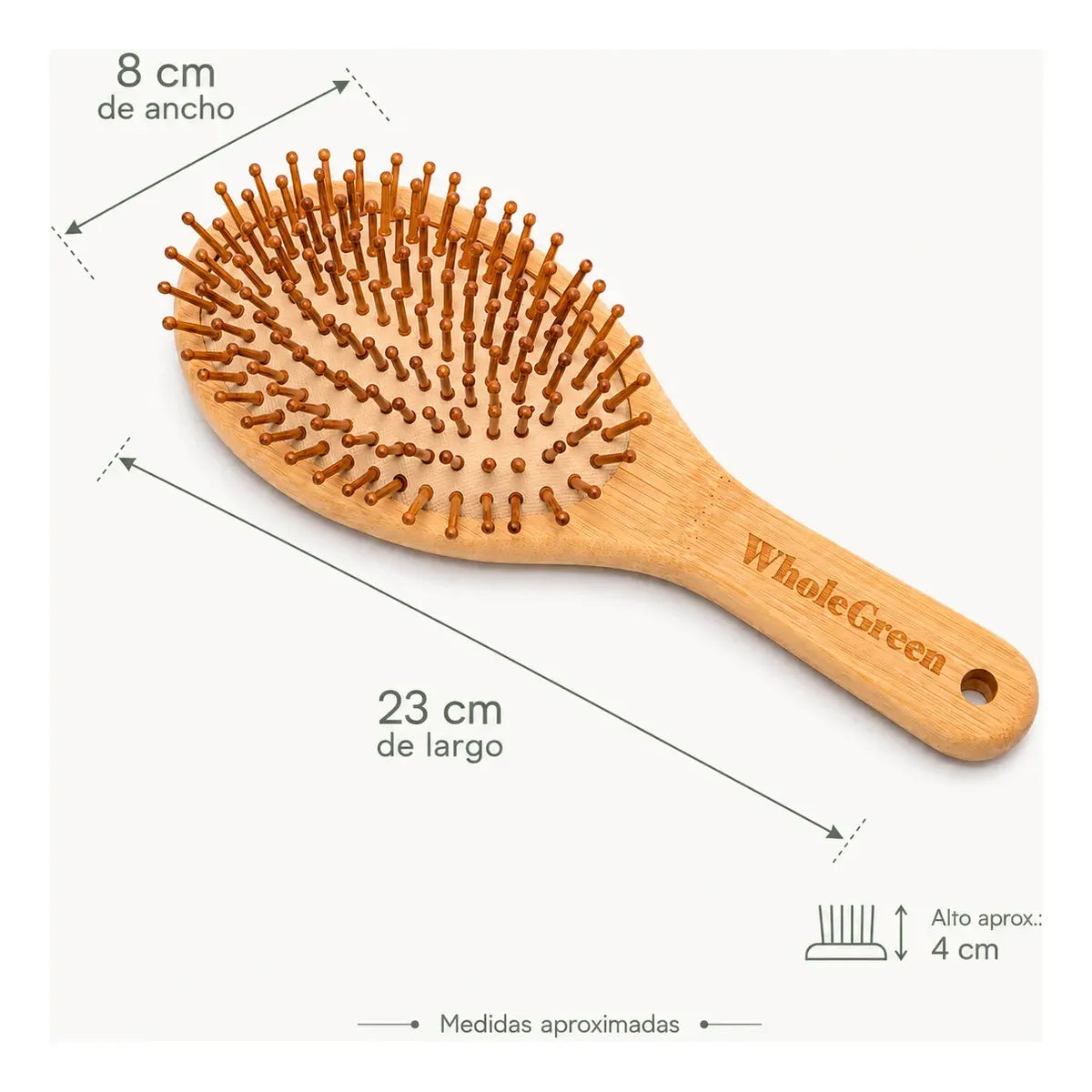 Cepillo De Pelo Bambú Whole Green De Madera Biodegradable