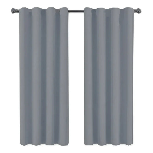 Jgo De Cortinas Blackout Textil 150cm Largo Presillas Oculta Color Natural