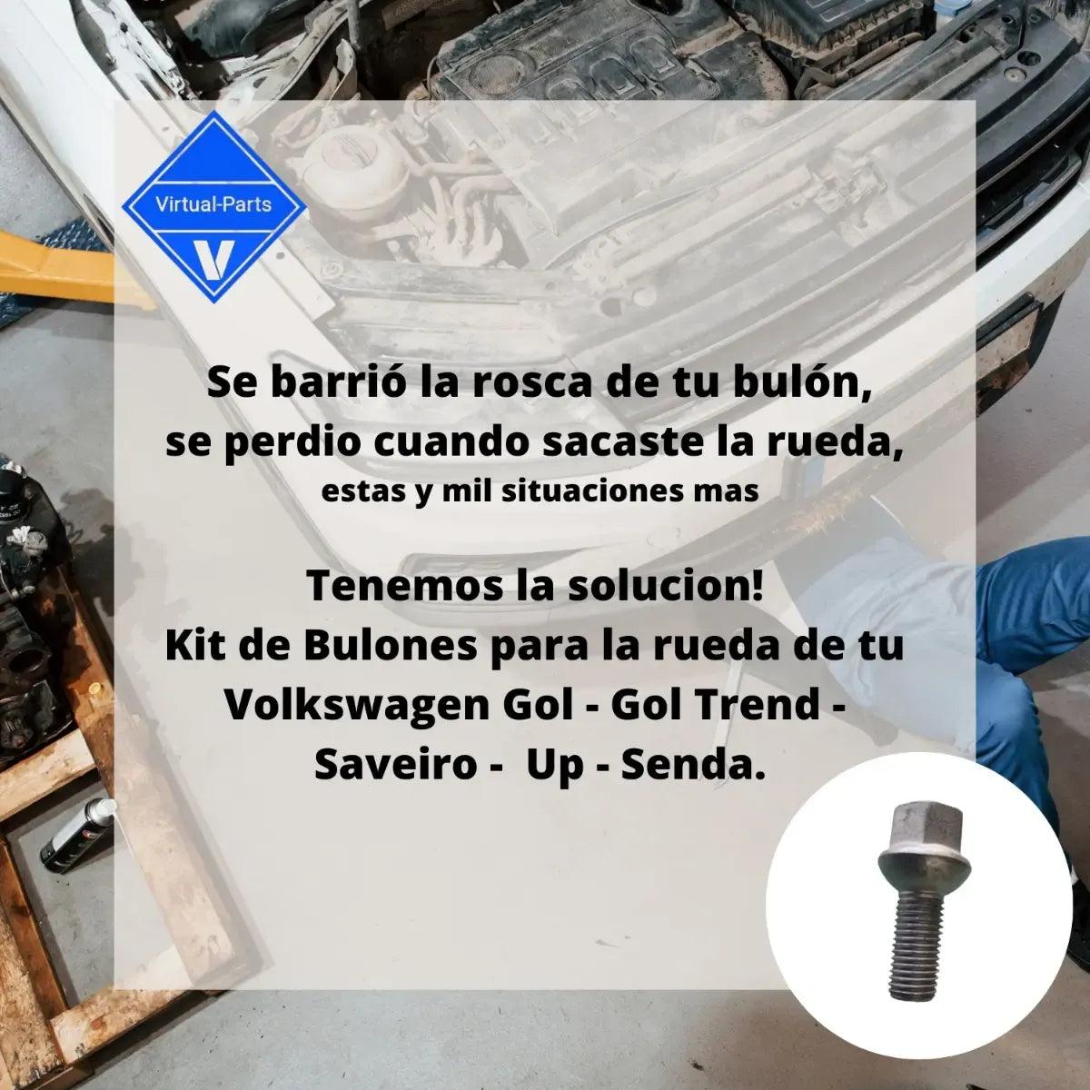 Bulon Rueda P/ Vw Gol Trend Senda Saveiro Up Kit X4 Unidades