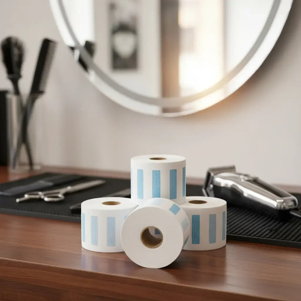 Papel Para Cuello Blanco Tubo X5 Rollos Barberia Peluqueria