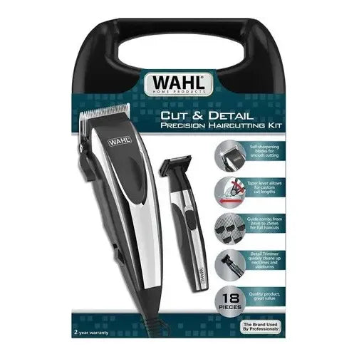 Kit Maquina De Corte + Patillera Wahl Cut & Detail 18 Piezas Color Gris Oscuro