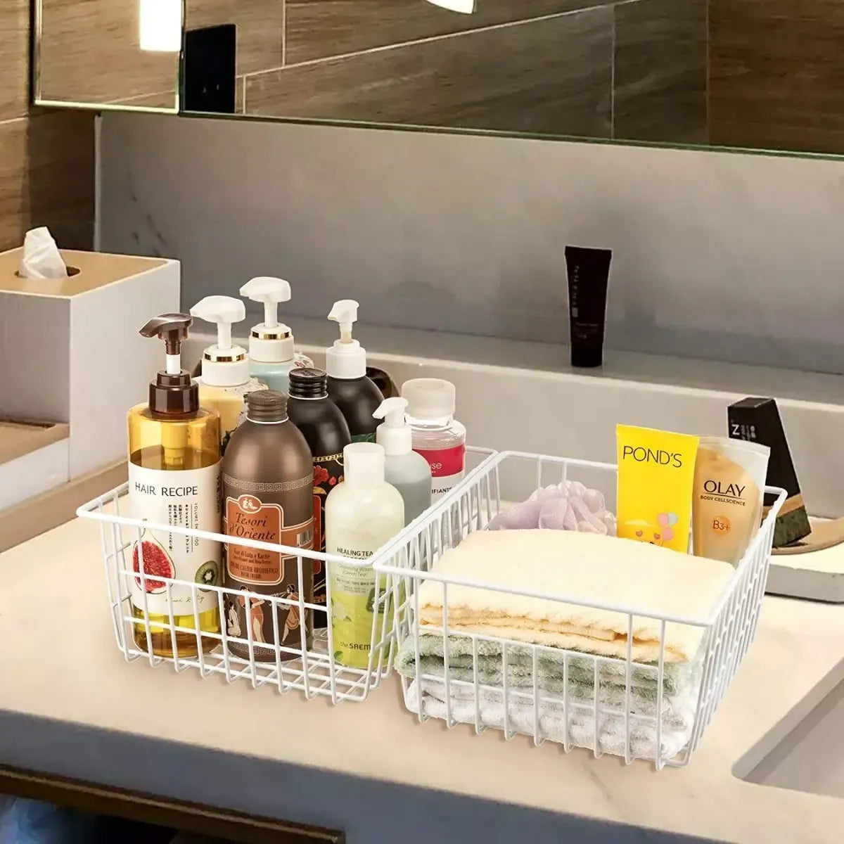 Organizador Canasto Cesto Alacena Mesada Cocina Baño Metal