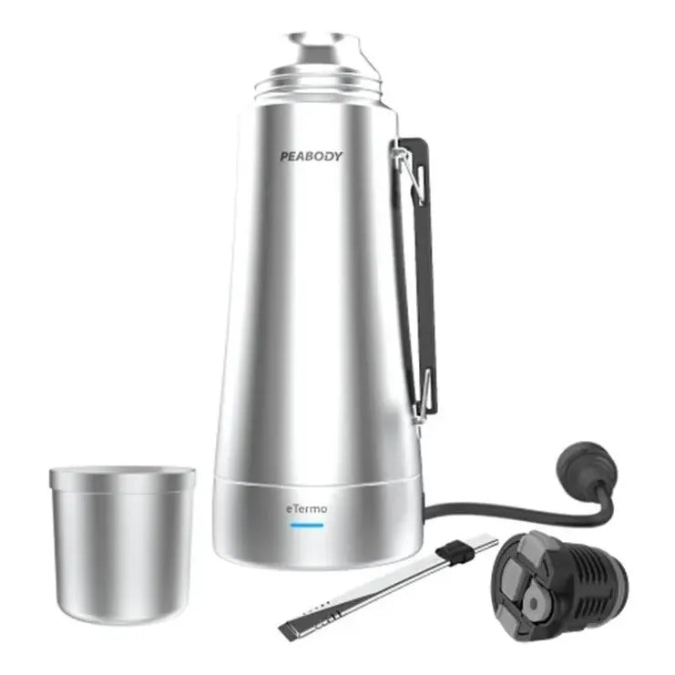 Termo Electrico Peabody Eta1001s A.inox 1l Mate Bombilla P1 Plateado