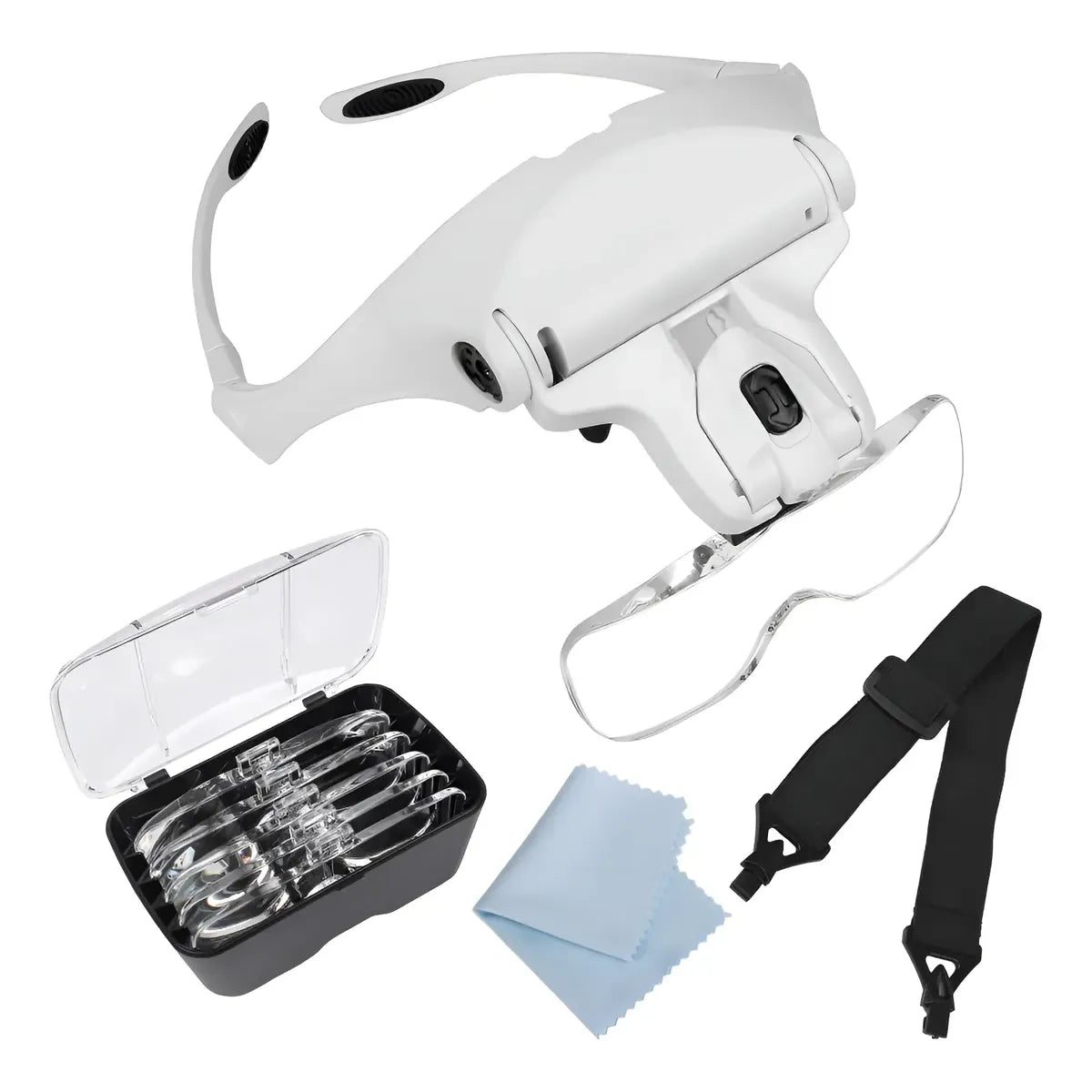 Vincha Lupa Luz Led Ajustable Multiuso 5 Lentes Manos Libres