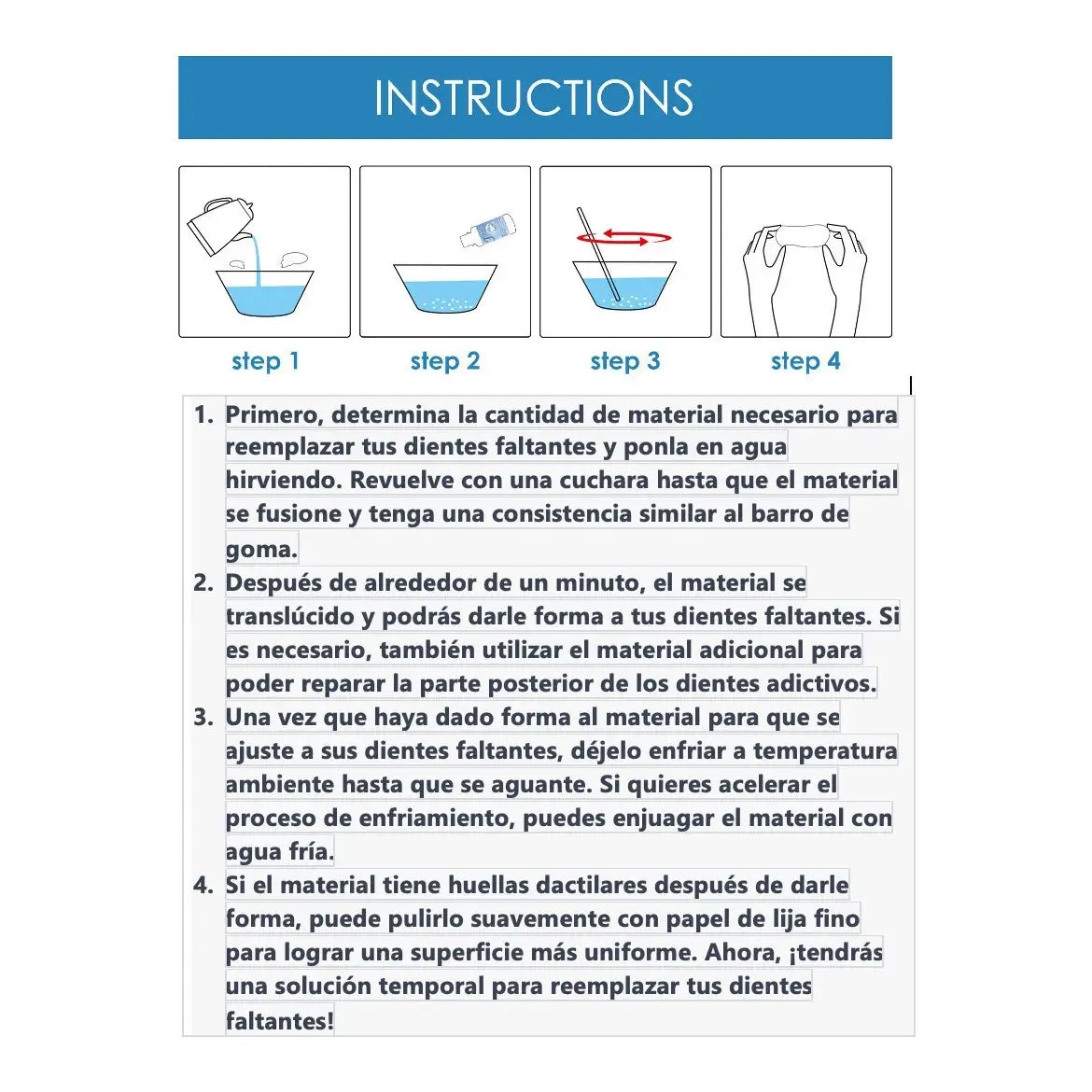 Kit Diente Provisorio Para Reemplazar Un Diente Easy Tooth
